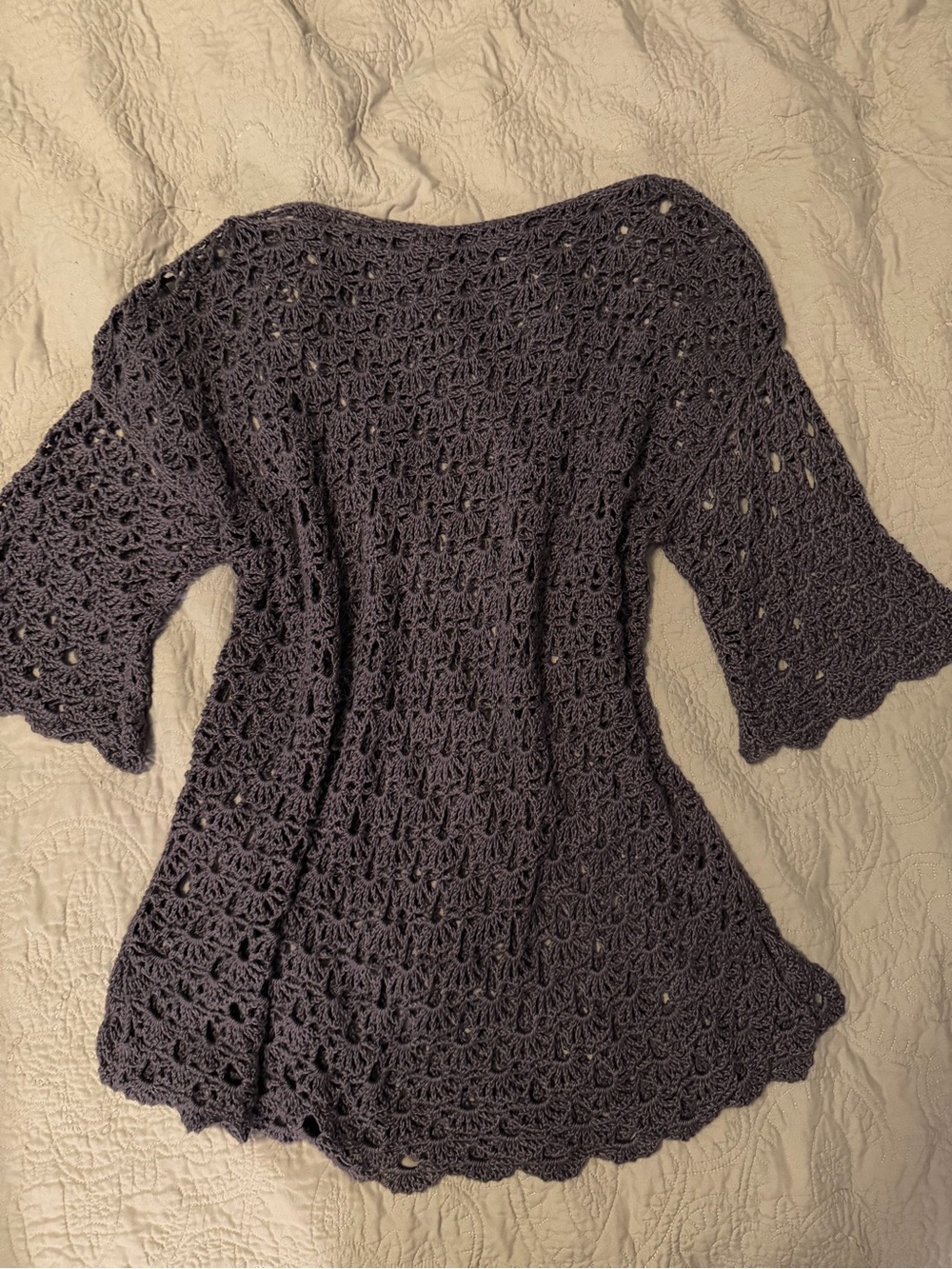 Crochet Openwork Women's Sweater - Deep Charcoal- heavy weight and super soft